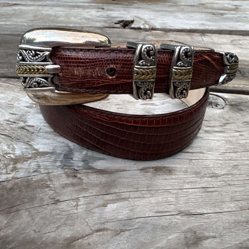 Vtg Arden Leather Co Western Belt Size Sm 24-28 Brown Leather Concho 60-605-02